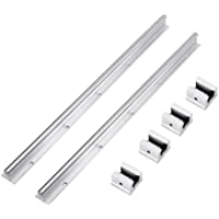 Akozon 12mm Carriles de deslizamiento lineal y bloques-2pcs SBR12-500mm Rodamiento lineal- 4 SBR12UU bloques
